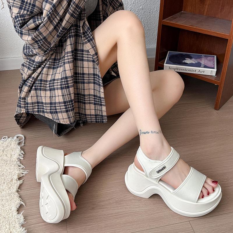 Rome Beach Sandals Women's 2025 New Summer Leisure Vacation Stretch Cloth Muffin Platform Student Sports Sandals