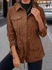 Lapel 2025 Autumn Womens Corduroy Jacket European American Slim Fit Workwear Trend