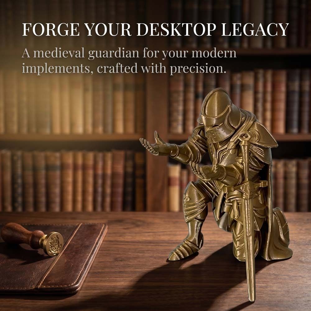 Funny Kneeling Knight Pen Holder Decorations Multi-functional 3D Printing Knight Ornaments Creative Desktop Accessory Home Decor