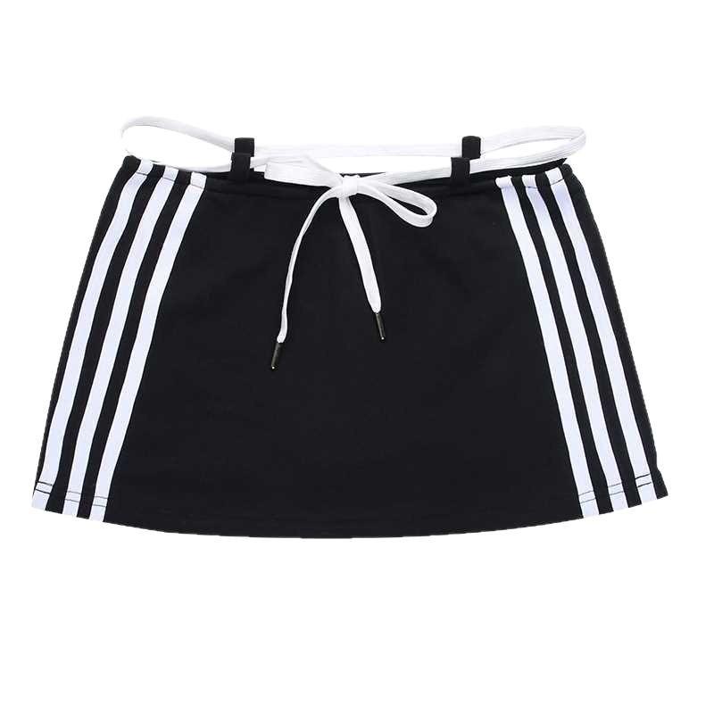 

Европейская и американская весенне-летняя уличная полая полосатая нишевая сексуальная повседневная короткая юбка M чёрный