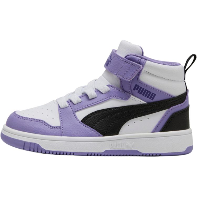 Puma Rebound V6 Comfortable Fashion Breathable Mid-Top Kids Sneakers Kids Sneakers Purple White 393832-33