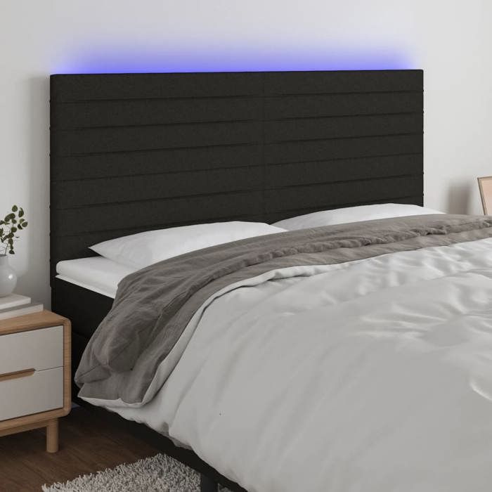VidaXL LED Headboard Bedroom Furniture Double Bed Accessory Head of Bed Frame Interior Black 3122588
