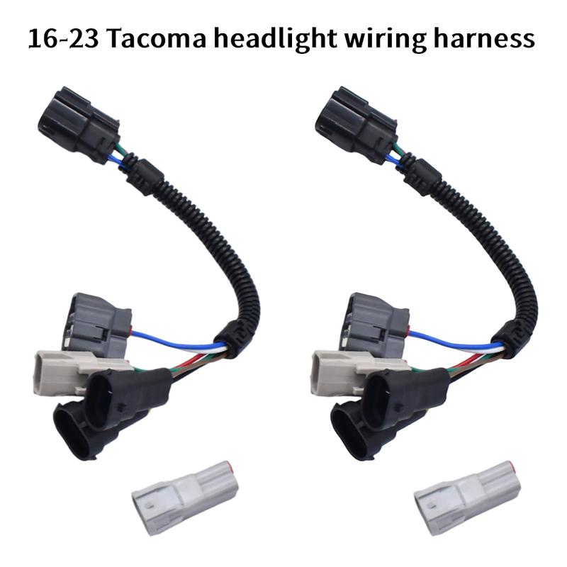 1 Pair Black Headlight Conversion P-N-P Wire Harness Adapters for Toyota Tacoma 2016-2023 Compatible Vehicle Fit