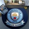 Custom Name Manchester City Round Area Rug,Carpet Rug for Living Room Bedroom Sofa Playroom Decor,Non-slip Floor Mat