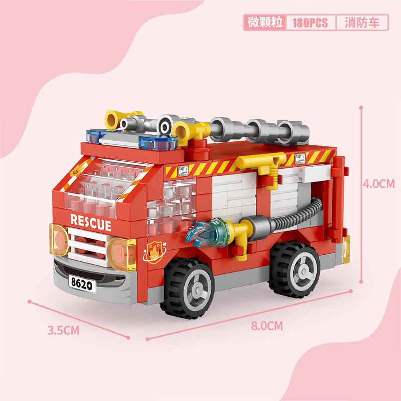 Building Blocks Car Motorcycle Assembly Toy Tank Fire Truck Police Car Model Decoration Male And Female Small Particle Product