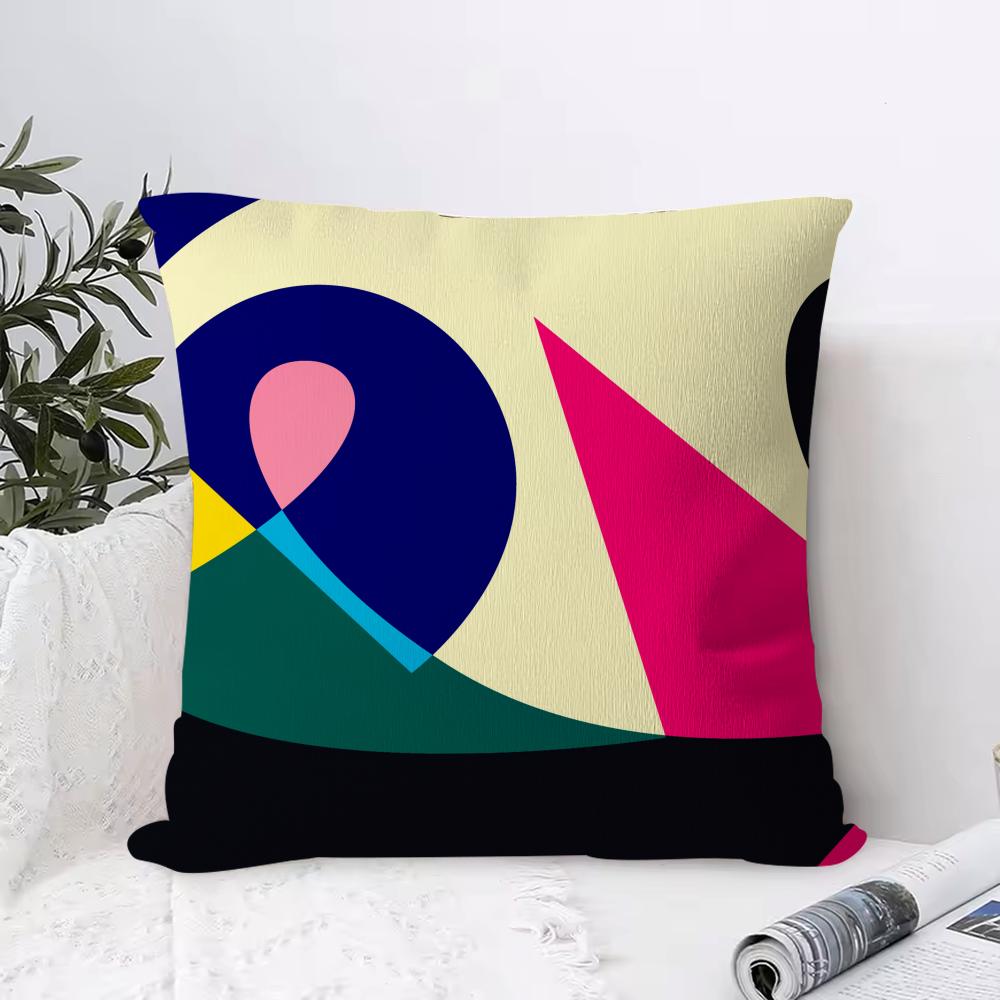 Abstract Curve Contrasting Colors Cushion Cover Anti-dustmite Pillowcase Invisible Zipper Silky Short Plush Sofa Cushion Cover