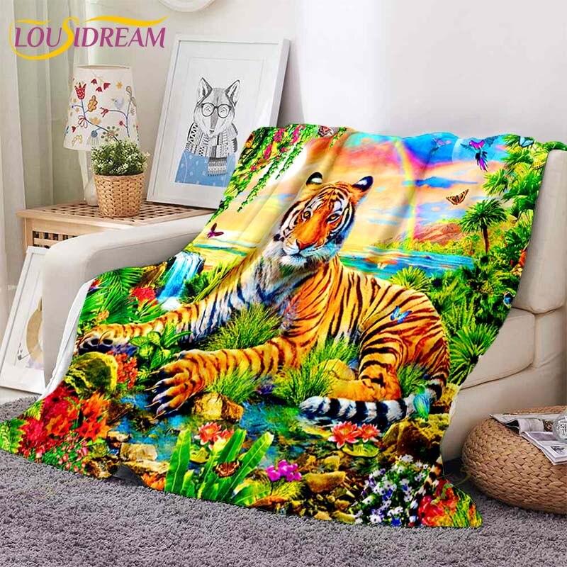

3D одеяло с тигром, супер мягкое на весну и осень, современное линейное художественное одеяло из шерпа, покрывало для путешествий, Прямая поставка 150x180cm