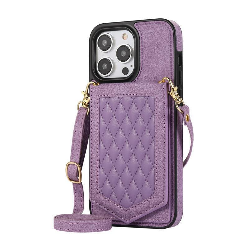 Stylish Crossbody Phone Case With Mirror Card Holder IPhone 15 S23 Ultra PU Leather Cover