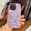 Acrylic Back TPU Bumper for Iphone XR 12 14 16 Plus 17 Pro 13 XS Max 11 18 Pro Max Air 15 Purple - White Abstract Pattern Hone Case Shockproof Cover