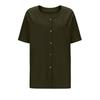 Women's Fashionable Loose-Fit Casual Shirt Button-Up Short-Sleeve Cotton-Linen Blend Top
