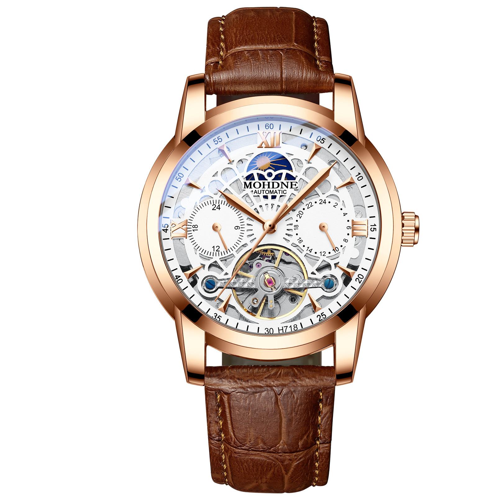 Modun многофункциональные автоматические механические часы мужские часы стальной ремешок спортивные мужские часы водонепроницаемые черные часы