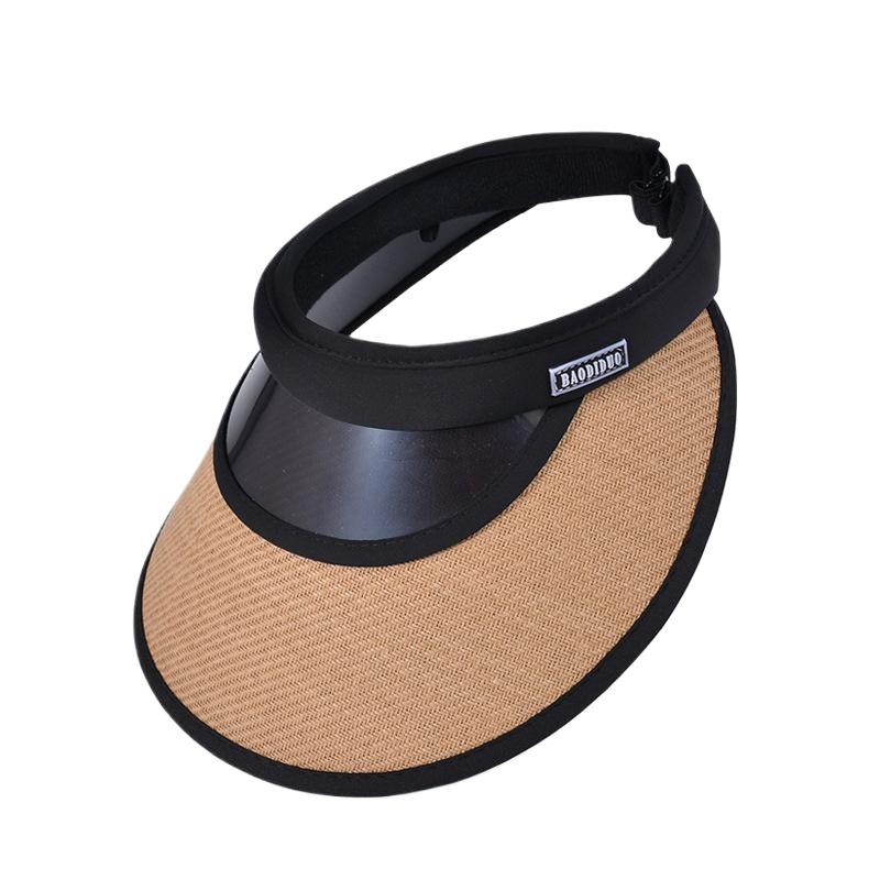 Summer sunscreen sunshade empty top hat Korean version versatile pearl hat women's vinyl big eaves headband sun hat