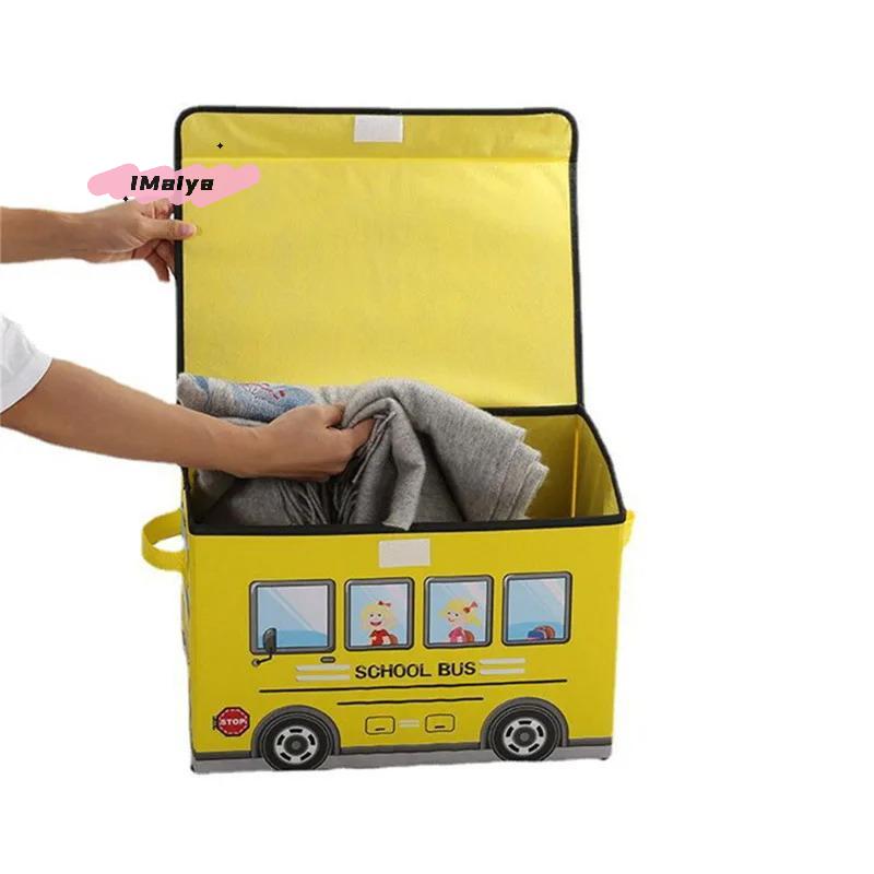 M-Home Supplies Children's Clothing And Toys Storage Box Laminated Non-woven Cartoon Car Storage Box Kids Collapsible Storage