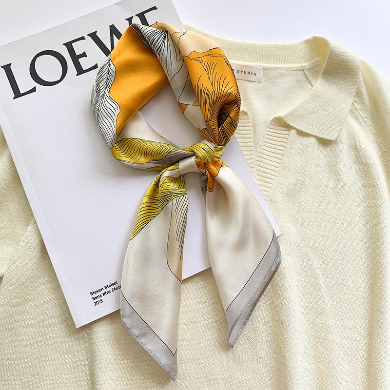 

New arrivalprinting silk scarf women s hairband mulberry silk gift scarf dual-purpose k-style shawl 65*65cm