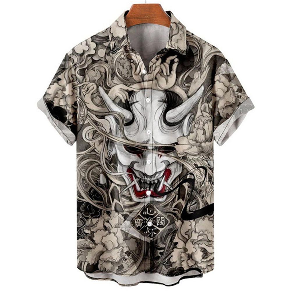 

3D Mythical Vintage Animal Men s Hawaiian Shirt Lapel Men s Shirt S