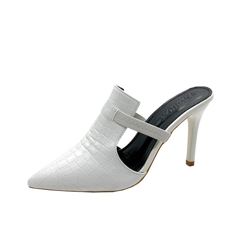 Fashion Comemore Women's Fashion Large Size Slippers Summer New Pointed Head Shallow Hollow Breathable Super High Heel Slides Shoes