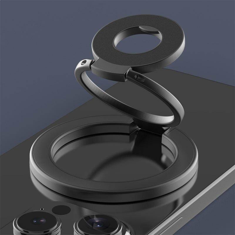Magnetic Double Ring Phone Stand: Foldable & Multifunctional Desk Holder