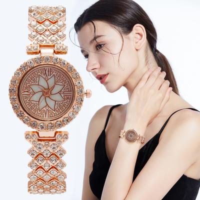 Fashion Diamond Women's Quartz Wristwatches Flower Watches Dial Top Luxury Gifts Clock for Wife,Family,Friend