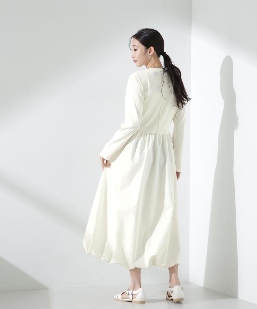 Nano Universe Balloon Combination F Women's 2-Way Dress, 030, White, 673-5119312