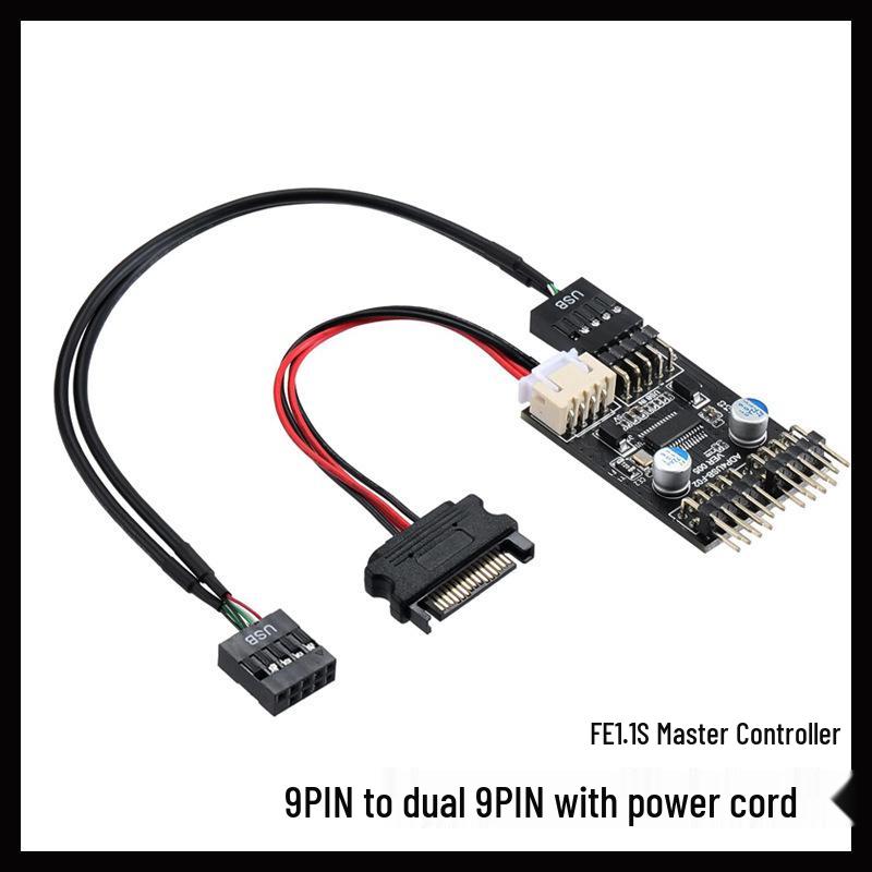 Adaptador DuPont USB 1 a 2 para Placa Base, Interfaz USB 2.0 de 9 Pines a Doble 9 Pines, En Stock
