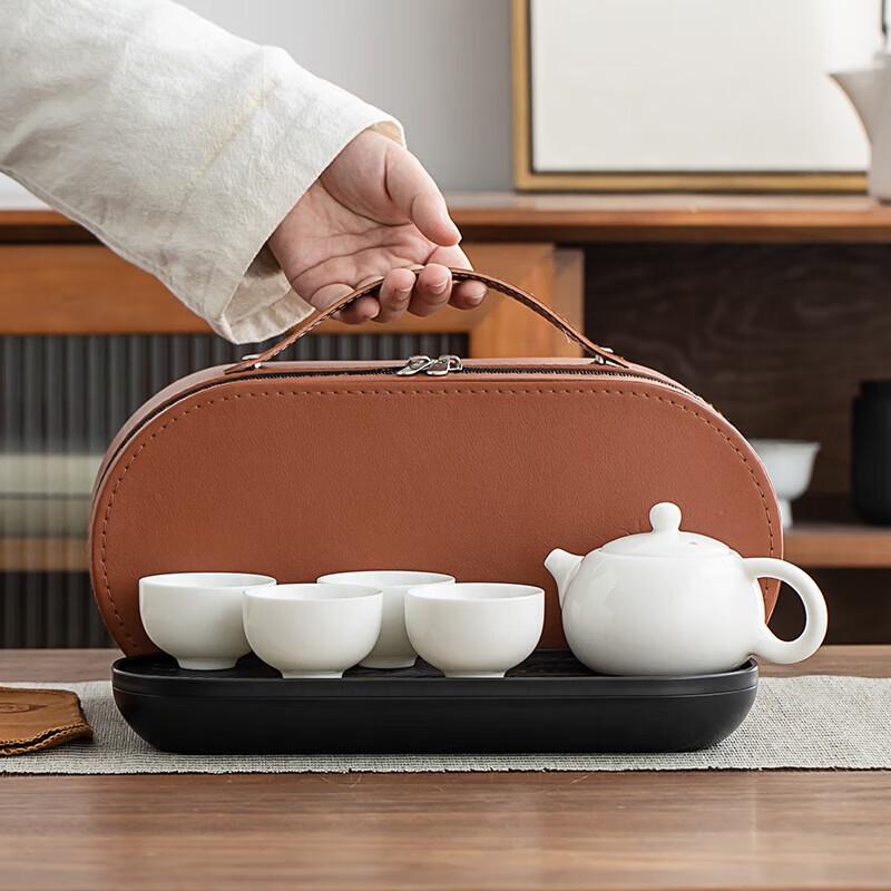 CHANGSHEGNYUAN Portable White Ceramic Travel Tea Set