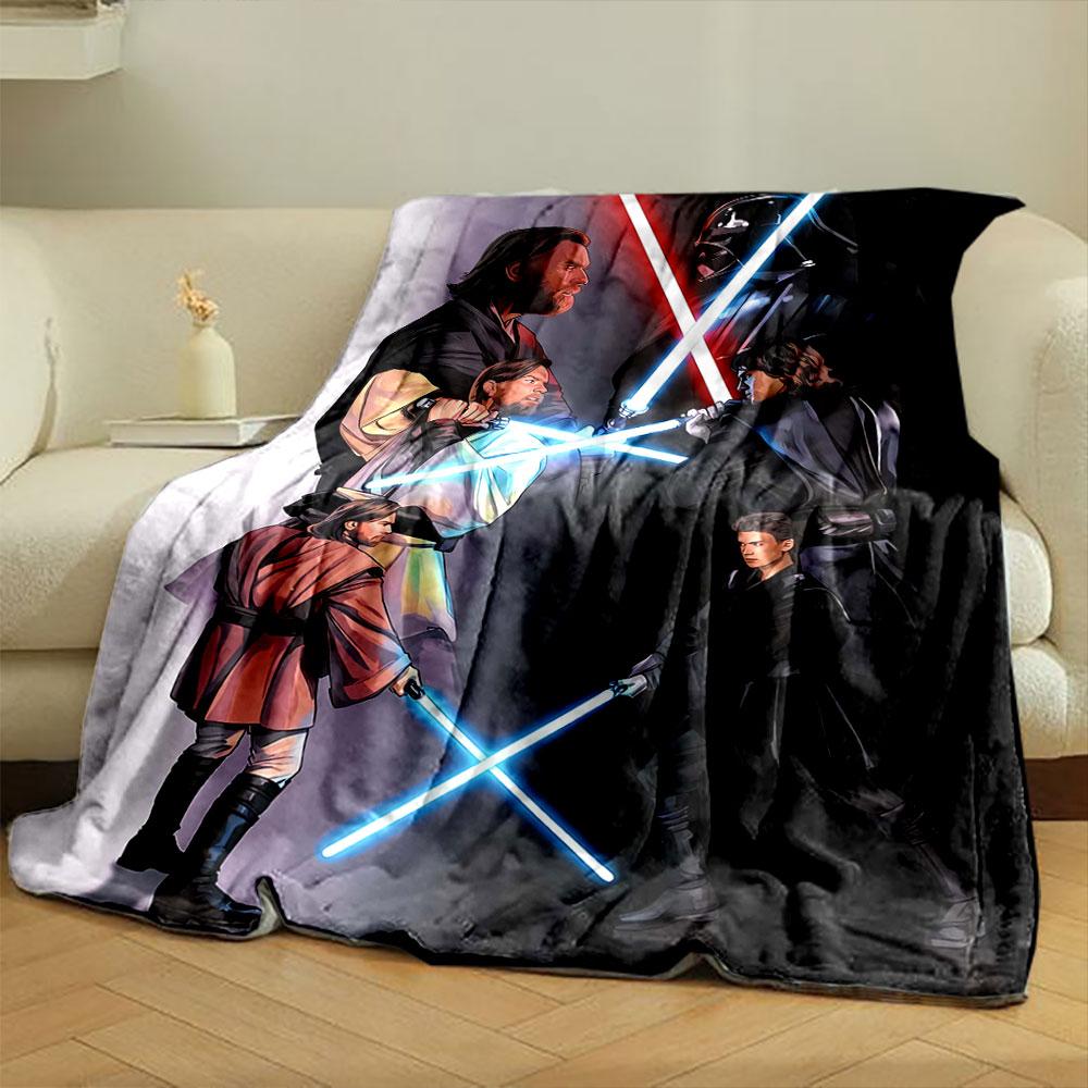 Characters Duel with Lightsabers On Contrasting Light and Dark Backgrounds. for All Seasons Blanket Lunch Break Throw Gift