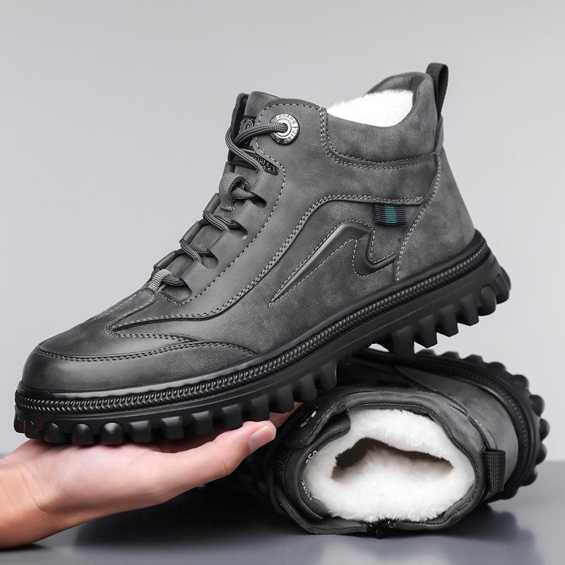 Winter Boots for Men Fashion Casual High Top Boot Winter Plush Warm Cotton Shoes Outdoor Non Slip Snow Boot Ankle Platform Boots