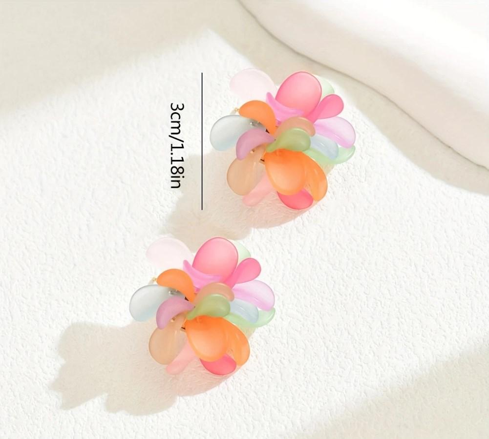 Summer Acrylic Petals Perfect For Casual Attire Dangle Earrings - Colorful Earrings popular Floral Heart Boho-Chic fashion