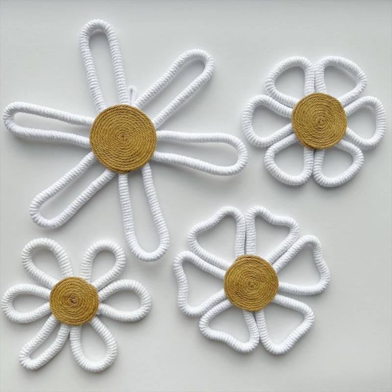 62KD 4PCS/Set Flower Wall Hanging Nursery Decoration Wall Hanging Rope Flower Set
