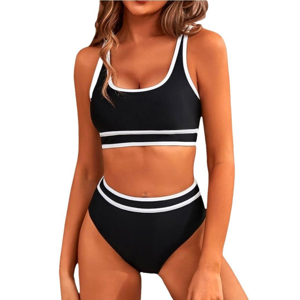 New sports split swimsuit women s sexy solid color bikini swimsuit S
