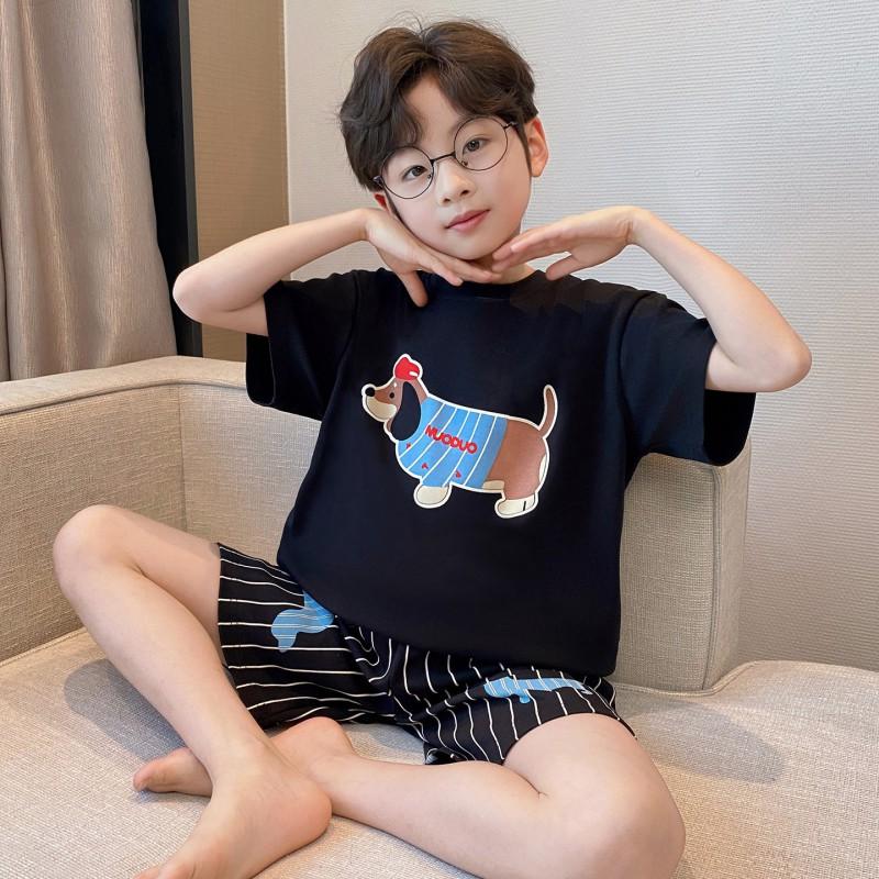 Boys Cotton Short Sleeve Pajama Set Lightweight Sleepwear Kids 8 Years Cartoon Print Home Outfit