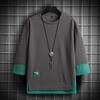 Men's Short-sleeved Casual Color Blocking Seven-minute Sleeve T-shirt