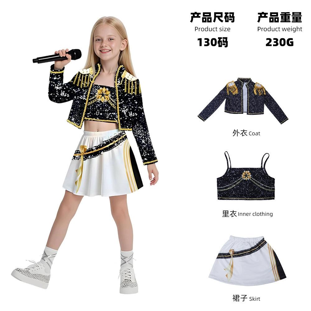 Children's Girl Movie Role Play Costume Printed Role Play Carnival Birthday Party Performance Costume Children's Girl Skirt Set