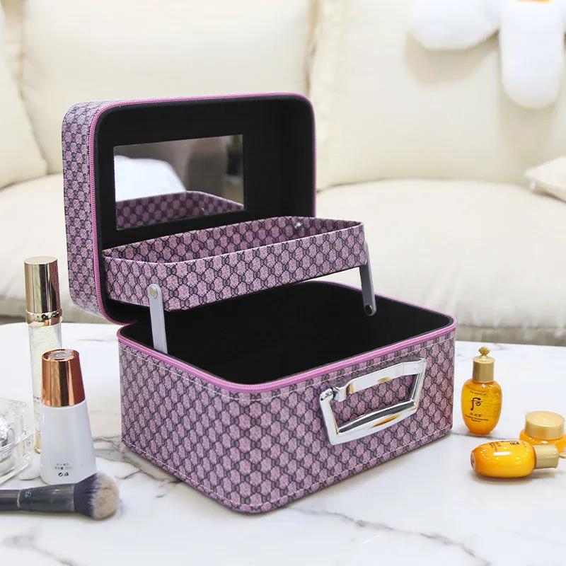 Caixa de cosméticos feminina grande capacidade bolsa de cosméticos portátil tamanho caixa de armazenamento de cosméticos