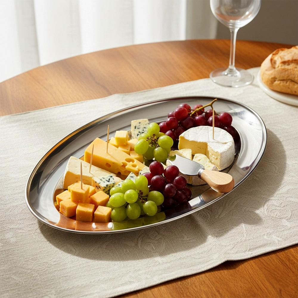 Taca Stalowa Do Serwowania Talerz Patera Półmisek Na Potrawy Przekąski 34cm