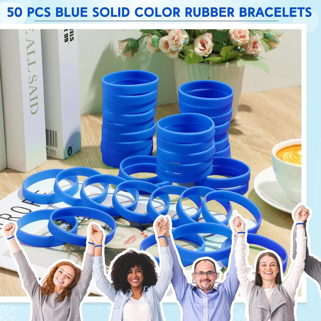 Liliful 50 Pcs Plain Silicone Rubber Bracelets Elastic Rubber Wristbands Blank Colored Bracelet Sports Bands for Stretch Wristband Wrist Bands for