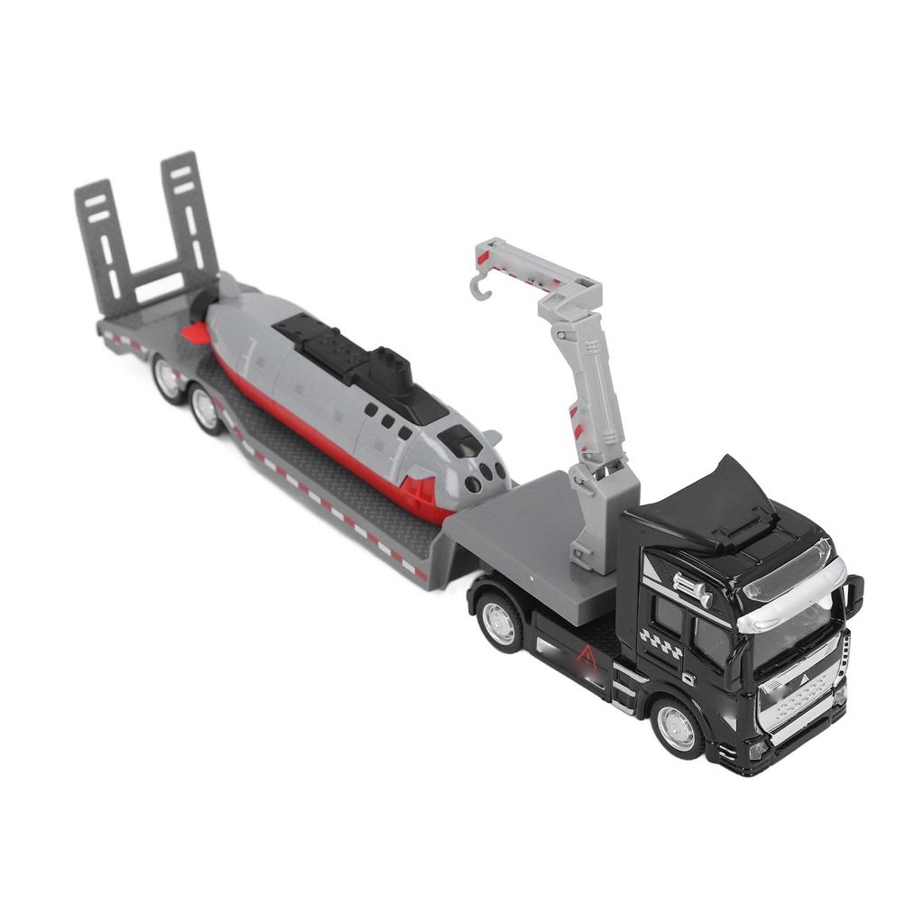 Alloy Semi Flatbed Trailer Truck Toy with Submarine Educational Realistic Construction Vehicle