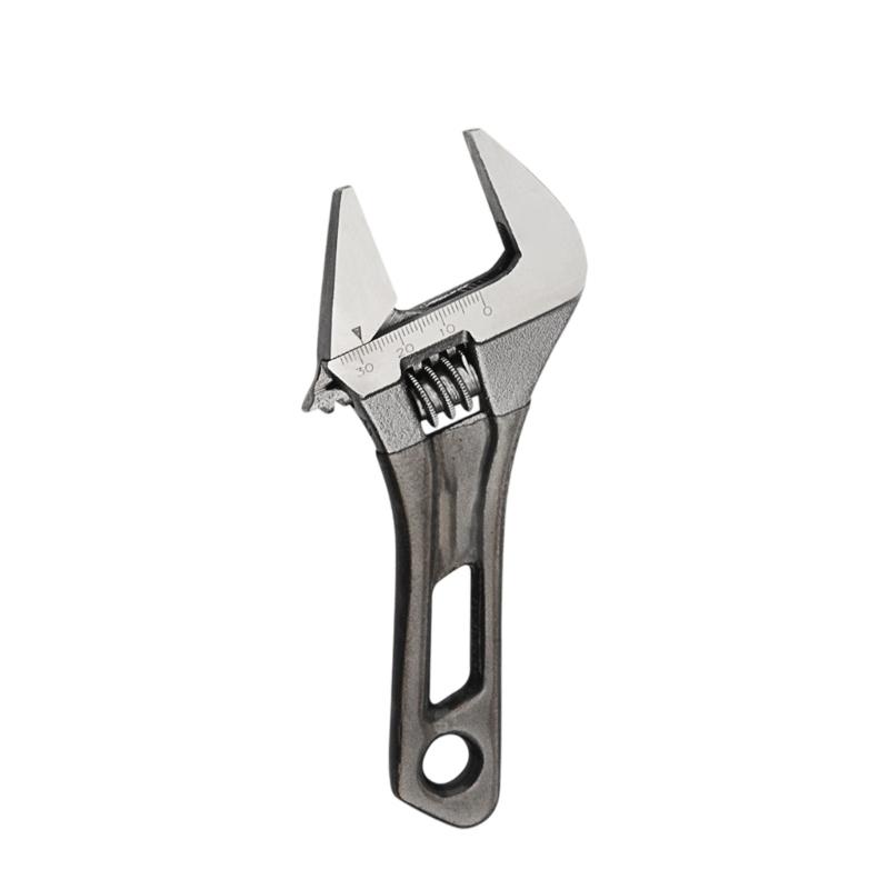 Adjustable Pipe Wrench Spanner Tool Short Handle Design Wide Opening Carbon Steel Construction For Secure Nut Gripping
