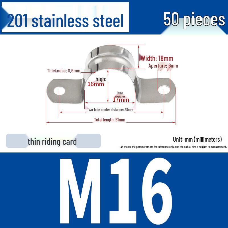 304 Stainless Steel U-Bolt Pipe Clamp Bracket - Pipe & Hose Clip Snap-on Hoop