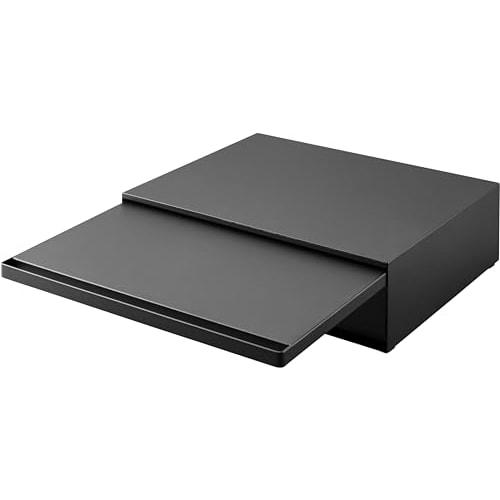 Yamazaki Tower Two-Way Kitchen Under-Appliance Drawer & Sliding Table, Black, Approx. W45 x D39.3-64 x H13.5cm (17.7-24.7 inches), with Sliding Shelf,