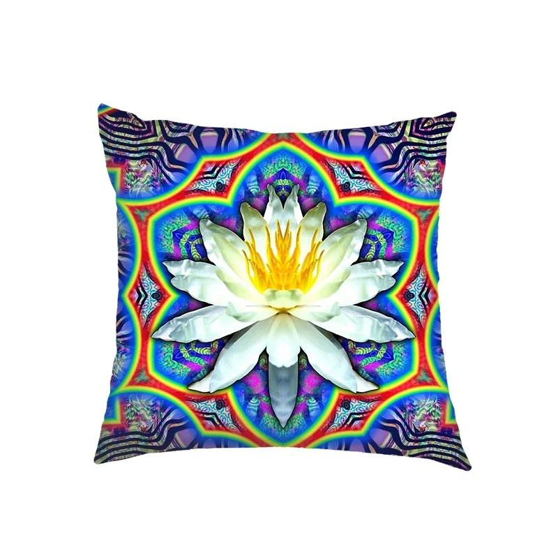 Mandala Floral Print Pillow Case Turkish Blue Evil Eye Cushion Sofa Cases Home Square Throw Pillow Cover Living Room Decoration