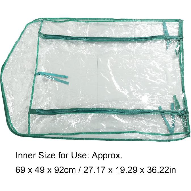 Greenhouse Replacement Cover with Roll Up Zipper Door, Clear PVC Mini Plant Cover for Gardening Plants 2 Tier Shelves 27x19x36in