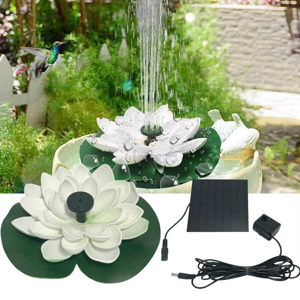 Solar-Wasserspiel, Schwimmende Mini-Lotus-Wasserpumpe/Teichpumpe, Perfekte DIY-Teichdekoration DIY-Vogelbad, 1,2W Wasserfallbrunnen