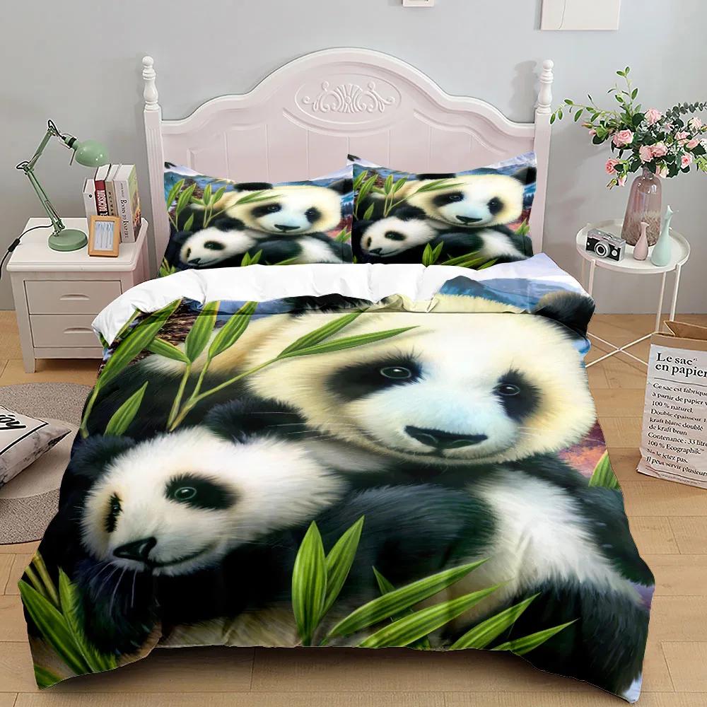 

Green Ink Splash Giant Panda 3D Printed Bedding Set Cozy Soft Duvet Cover King Queen Twin Size Birthday Gift Bedroom Decoration EU Twin(135x200cm)