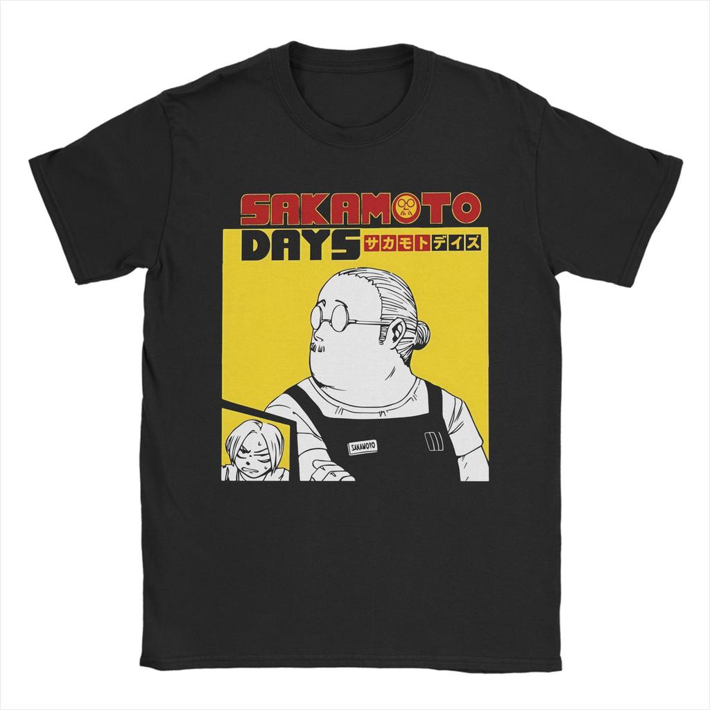Kawaii Sakamoto Days T-Shirt Men 100%Cotton Short Sleeve Manga Anime Round Neck Summer Tops Shirts