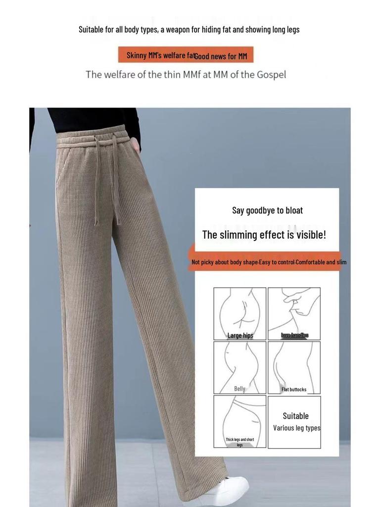 Damen Cord-Fließende Weitbeinige Hose - Große Größen, Einfarbige, Frühling/Herbst