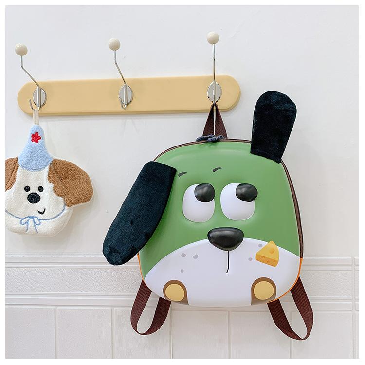 

School bag cartoon puppy hard shell bag child cute trend school bag snack school bag зелений