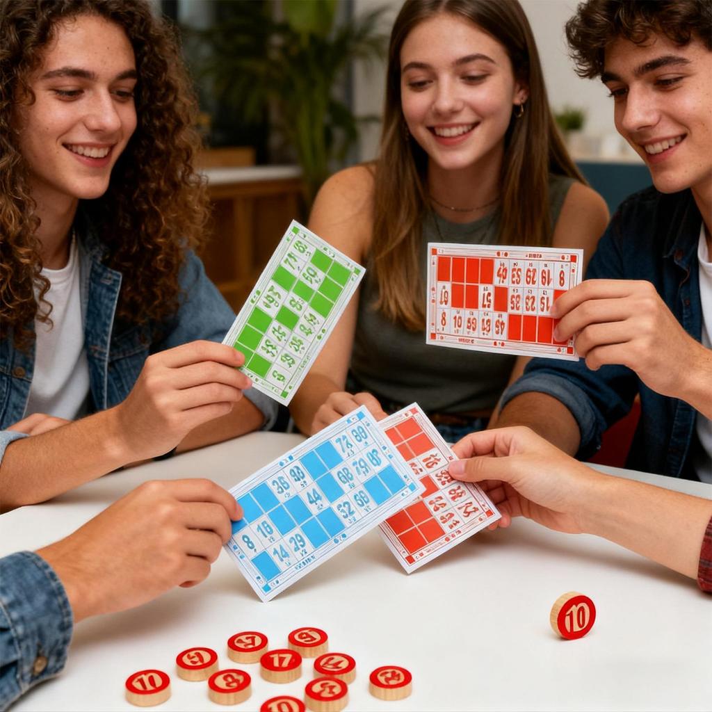Vintage Wooden Bingo Game Set Large Print Cards Fun Family Group Activity for Parties, Classroom & Game Nights, Easy Reading