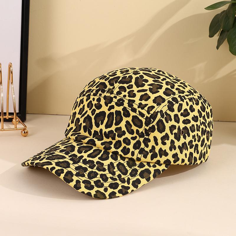 Cross-border Vintage British Leopard-print Patchwork Baseball Cap Side Vent Cap, Spice Personality Fashion Visor