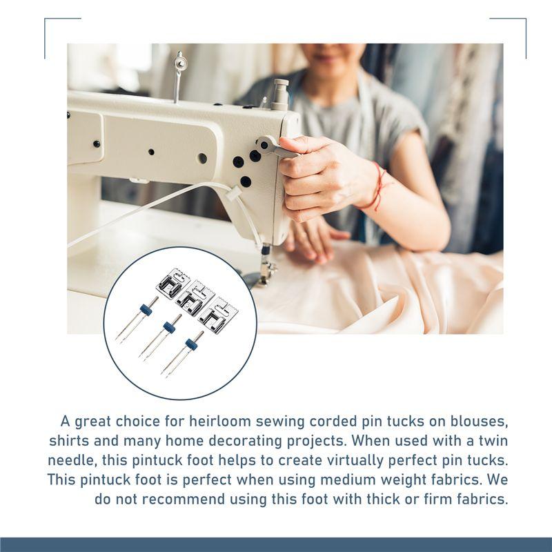 Feb.3 Pcs Double Twin Needles Pins (3 Size Mixed 2.0/90 3.0/90 4.0/90) With 3Pcs Groove Pintuck Presser Foot Sewing Machine Acce